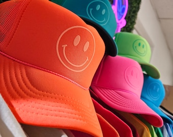 Smiley Face Foam Trucker Hat, Puff Foam trucker hats