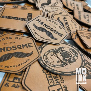 BULK Laser Engraved Leather Patches  - Iron-on Backing for Hats