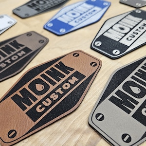Custom Leatherette Patch with iron on backing, Custom patch for Hats, Laser Engraved Patches, Faux Leather Patches