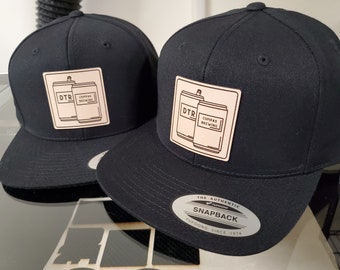 Custom Leather Patch Snapback Hat: Laser Engraved Design