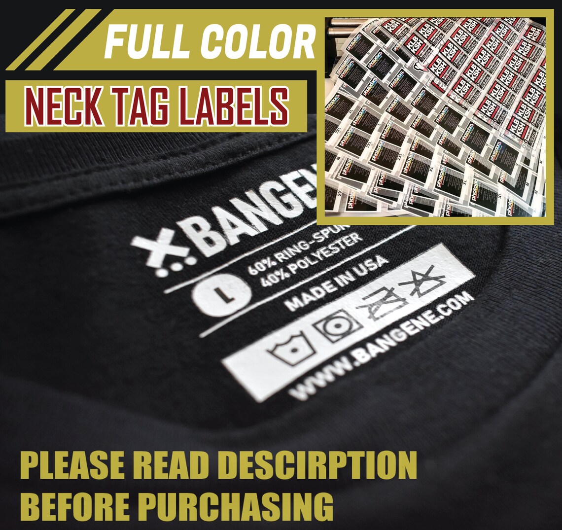 Brand Tagless neck label Full color tagless heat transfer Etsy
