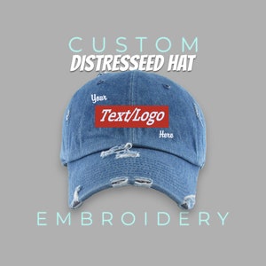 Distressed Dad Hat, Custom Logo Embroidery Hat, Vintage Dad Hat, Bachelorette Party, Wedding hats