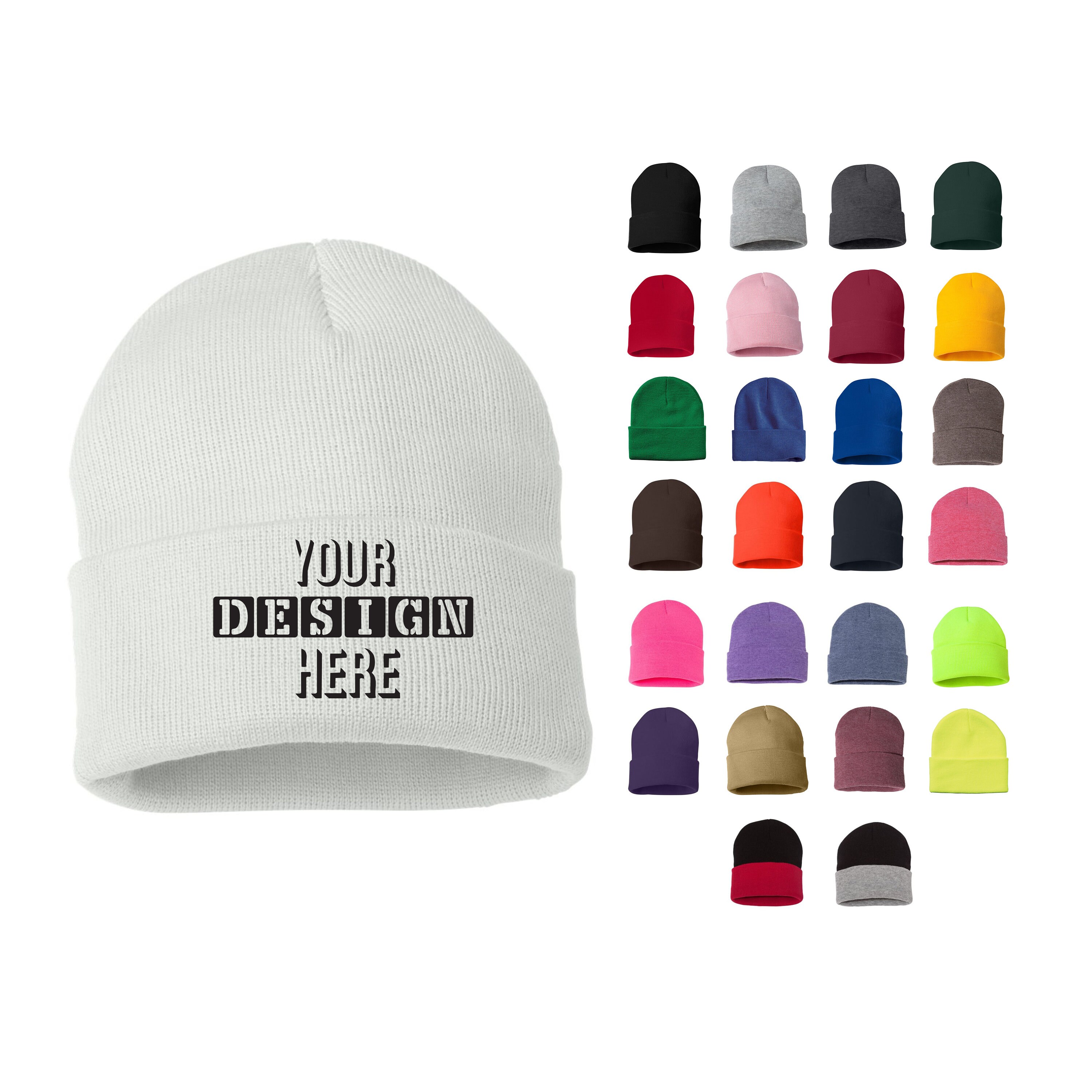 Custom Logo Text Embroidery Design Your Own Beanies