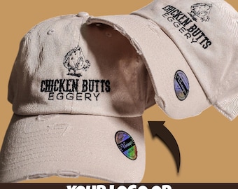 Custom Logo Embroidered Distressed Dad Hat: Personalized with your own text or logo