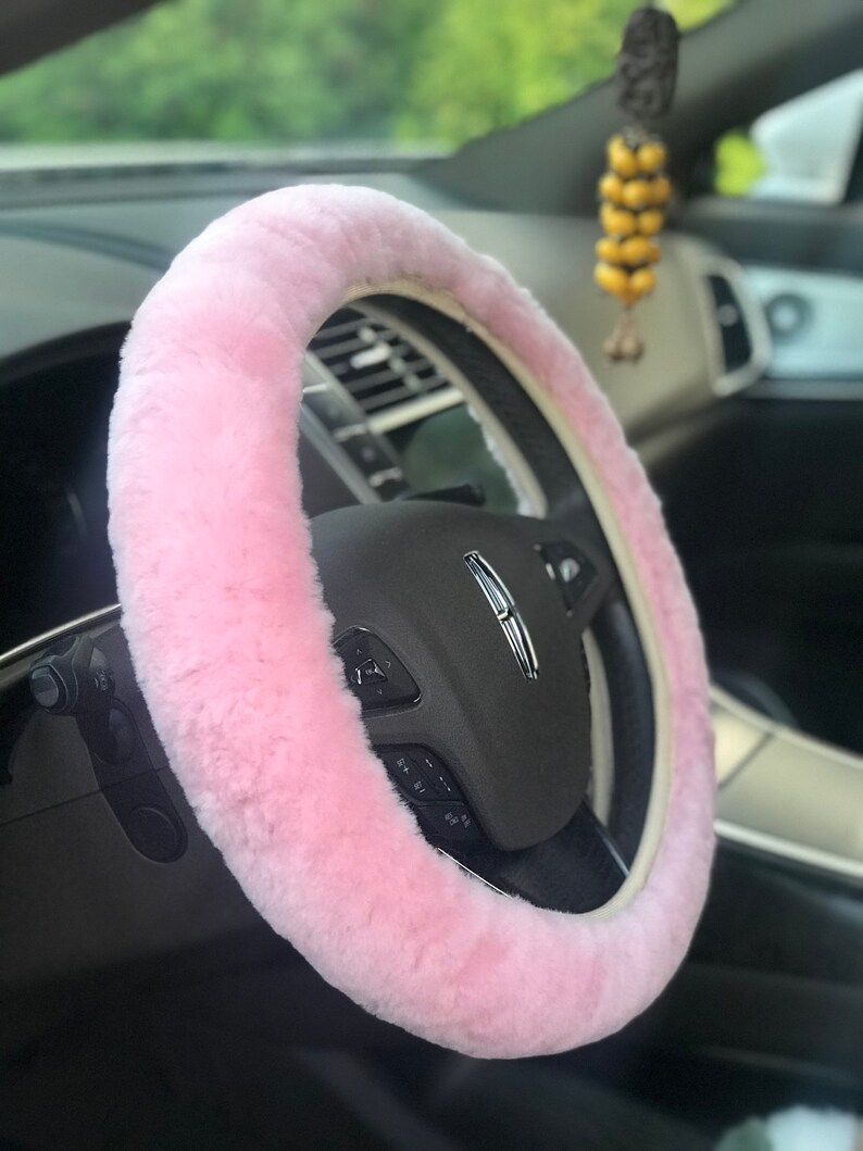 Natural Fluffy Sheepskin Wool Car Steering Wheel Cover Etsy
