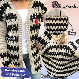 Cats Cardigan With Cat Bag, Crochet Pattern, English USA, Cat Cardigan Crochet, Cat Bag Crochet, Cardigan Pattern PDF, Cat Crochet Sweater