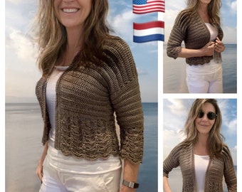 Bonito Bolero, Crochet Pattern English USA & Dutch, Bolero Pattern, Easy Crochet Bolero, Women's Top Crochet, Crochet Cardigan Pattern