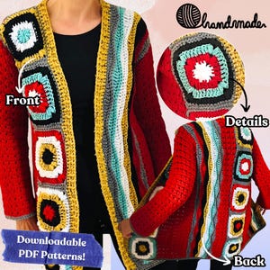 Festive Fusion Cardigan, Crochet Pattern English USA, Crochet Cardigan Pattern, Plus Size Cardigan Crochet, Crochet Sweater, Cardi Pattern