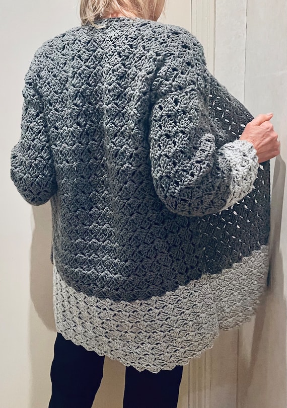 Johanna Two Toned Cardigan, Crochet Pattern, English USA