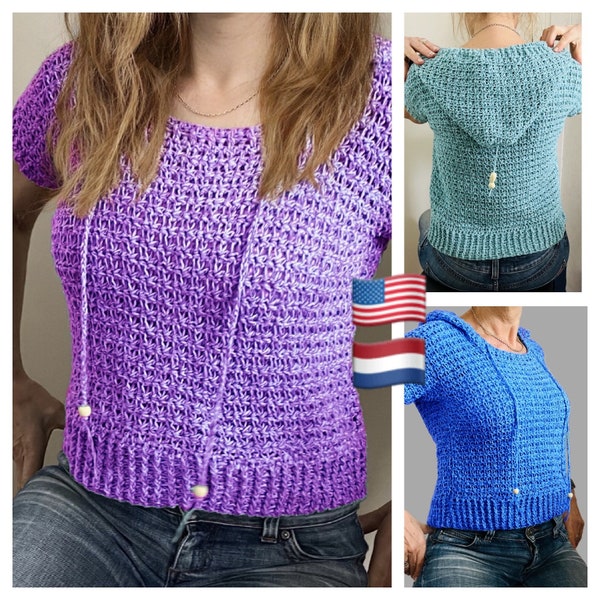 EZ Breezy Summer Hoodie, PDF Pattern English USA & Dutch