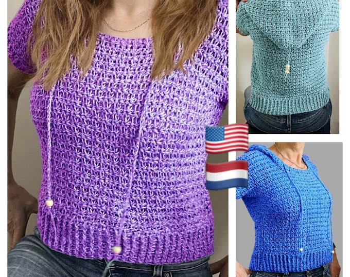 EZ Breezy Summer Hoodie, PDF Pattern English USA & Dutch