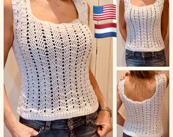 Hip and Hot Summer Top-Crochet Pattern-English USA and Dutch