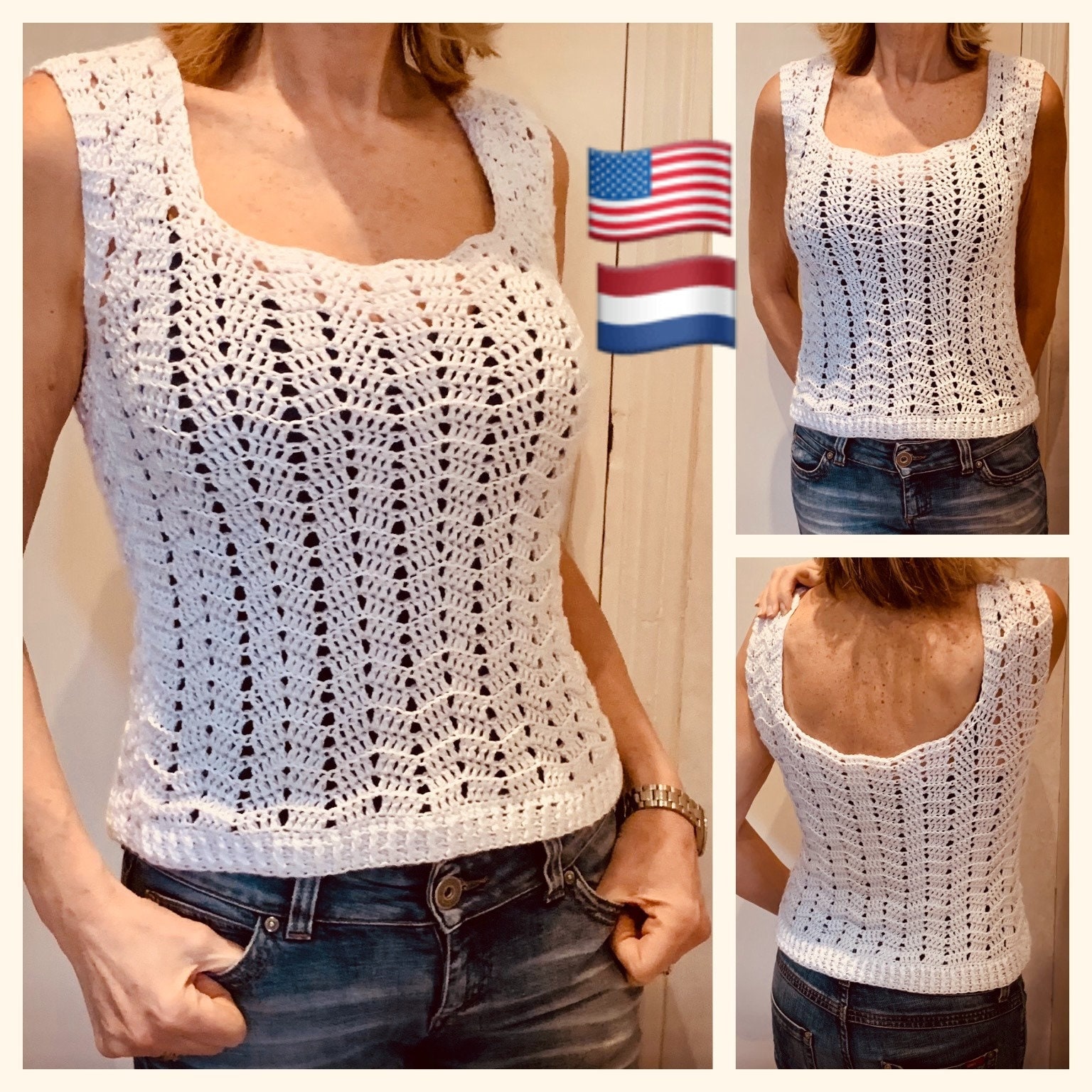 Hip and Hot Summer Top, Crochet Pattern English USA & Dutch