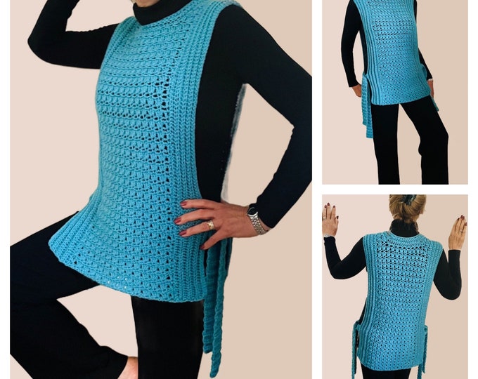 Boho Chique Pinafore-Crochet PATTERN-English USA