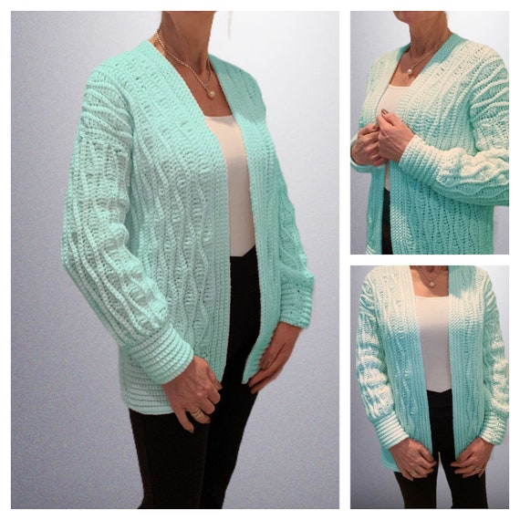 トップス FRONT WAVE CROCHET LIKE KNIT CARDIGAN FRONT WAVE CROCHET LIKE KNIT CARDIGAN