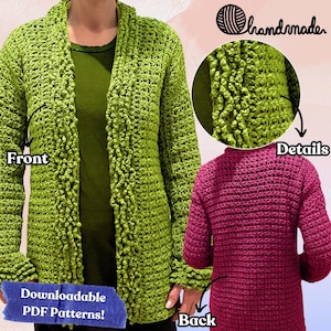 Curly Wurly Cardi, Crochet Cardigan Pattern, Beginner Crochet Pattern, Easy Cardigan Crochet, Crochet Digital Pattern, Granny Stitch Crochet