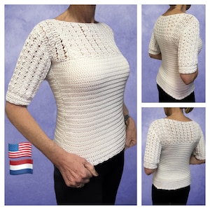 Sweet Little Sweater, Crochet Pattern English USA & Dutch, Crochet Sweater For Beginner, Women&#39;s Sweater Pattern, Crochet Tutorial PDF