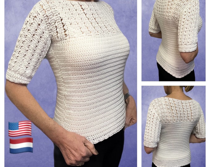 Sweet Little Sweater crochet PATTERN English USA & DUTCH