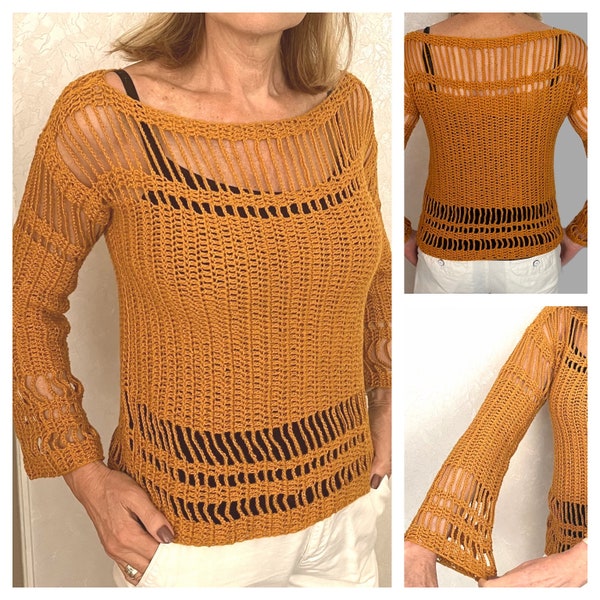 Crochet Pattern- Stand out in the Crowd Sweater Crochet Pattern PDF- Women crochet - pullover top pattern- long sleeve top-sizes S-3XL