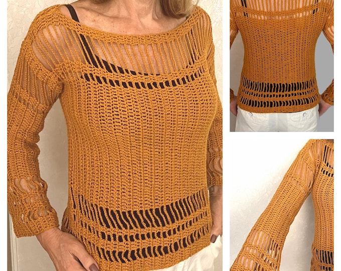 Crochet Pattern- Stand out in the Crowd Sweater Crochet Pattern PDF- Women crochet - pullover top pattern- long sleeve top-sizes S-3XL