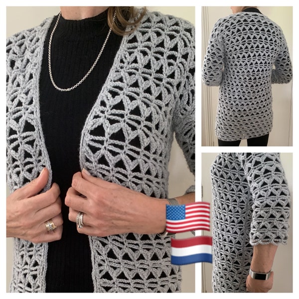 Caught in triangles Cardigan PATTERN-English USA and Dutch