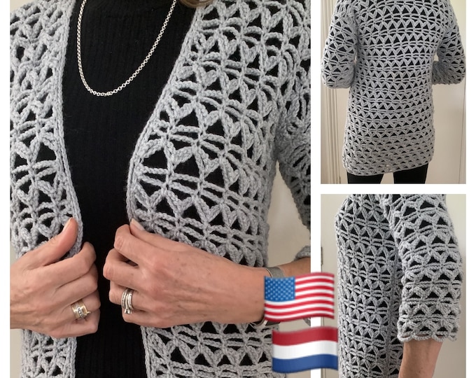 Caught in triangles Cardigan PATTERN-English USA and Dutch