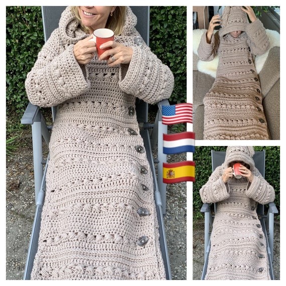 Cozy Couch Cardigan Crochet PATTERN English Usa-nederlands and