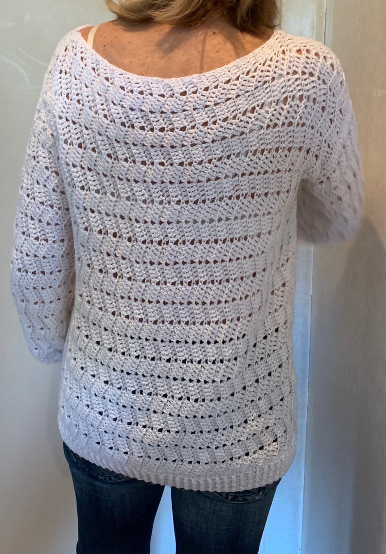 EZ Breezy White Sweater Crochet Pattern English USA & DUTCH image 5