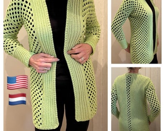 Holey Moley Cardi, haakpatroon, vest, Engels USA & NEDERLANDS