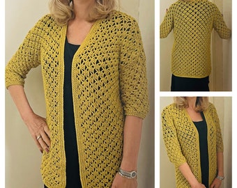 Timeless Elegance Cardigan - Crochet PATTERN - English USA