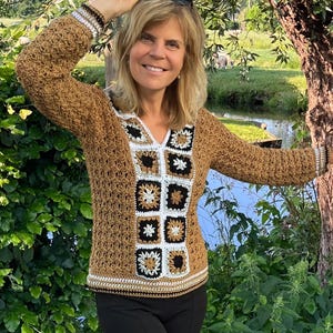 Toffee Trail Sweater - Crochet PATTERN - English US Terms - & Dutch - Digital pdf