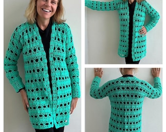 Cárdigan de verano con encaje, patrón de crochet en inglés (EE. UU.) y holandés, patrón de cárdigan de encaje, patrón de crochet para mujer en PDF,