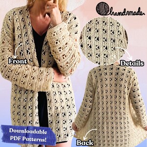Sandra T Cardi, Crochet Pattern English USA & Dutch, Crochet Cardigan Pattern, Oversized Cardigan Pattern, Easy Crochet Sweater Pattern