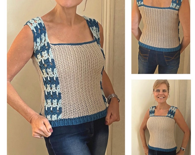 Purrrfect Catstitch Top-Crochet PATTERN-English USA