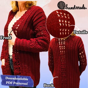 Semplice e sbalorditivo cardigan modello inglese USA e olandese, modello all'uncinetto, modello cardigan facile, cardigan all'uncinetto PDF, tutorial maglione all'uncinetto