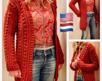 Comfy Canadian Cardi-Crochet Pattern.PDF-English USA and DUTCH