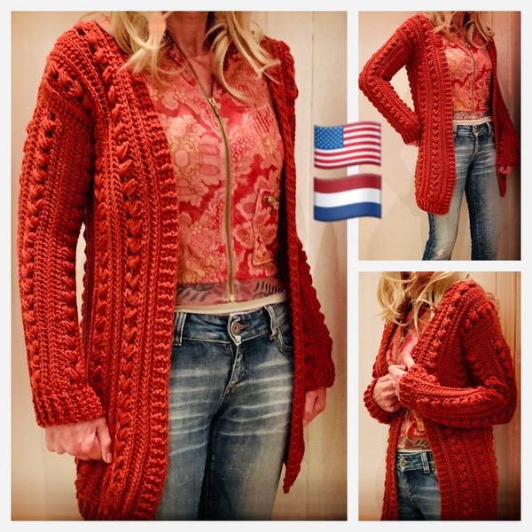 Comfy Canadian Cardi-Crochet Pattern.PDF-English USA and DUTCH