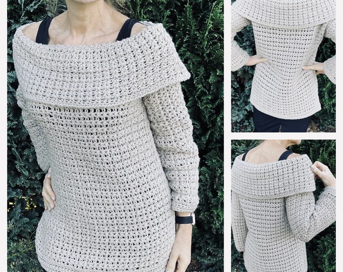 Crochet pattern- Cozy Up Crochet sweater pattern PDF-Women crochet pattern- sweater pullover top pattern- long sleeve top-sizes S-XL