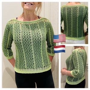 EVERGREEN Sweater-Crochet PATTERN-English USA and Dutch