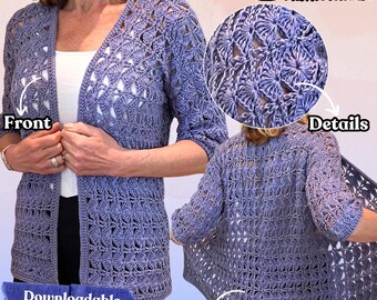 Proud As A Peacock Cardigan, Crochet Pattern English USA & Dutch, Crochet Lace Cardigan, Cardigan Pattern, Crochet Cardigan PDF Download