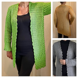 Blockbuster Cardigan, crochet PATTERN, English USA