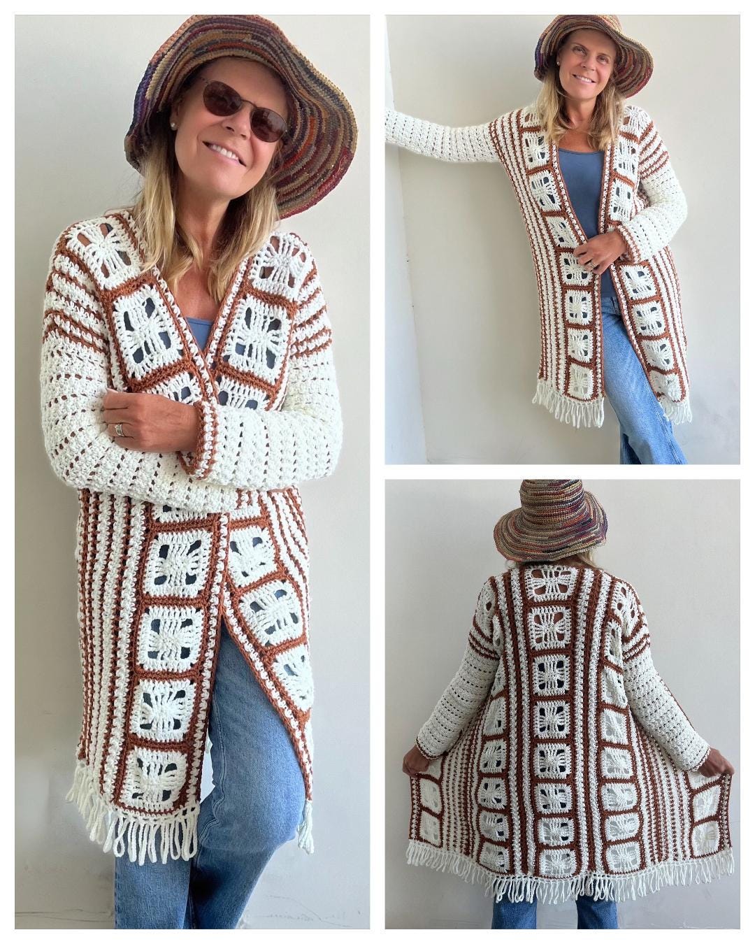 Bohemian Chique Cardigan - Crochet PATTERN - English US Terms - Digital ...