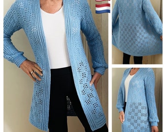 All Squared Away Cardigan, Crochet Pattern, English US terms and Dutch.