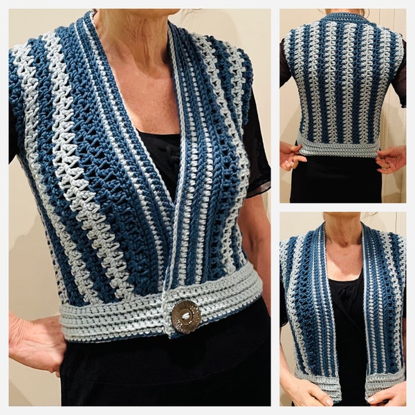 Crochet pattern- 2 Of a Kind Vest- pattern PDF-Women crochet pattern- cardigan top pattern-sizes S-3XL