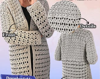Serenity Cardi, Crochet Pattern English USA & Dutch, Digital Download Cardigan Pattern, Women's Cardigan Pattern, Beginner Friendly Cardigan
