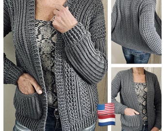 Cloud 9 Cardi, modello cardigan all'uncinetto, inglese USA e OLANDESE