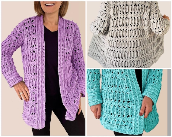 Arlo Rose Cardi - Crochet PATTERN - English USA - Etsy