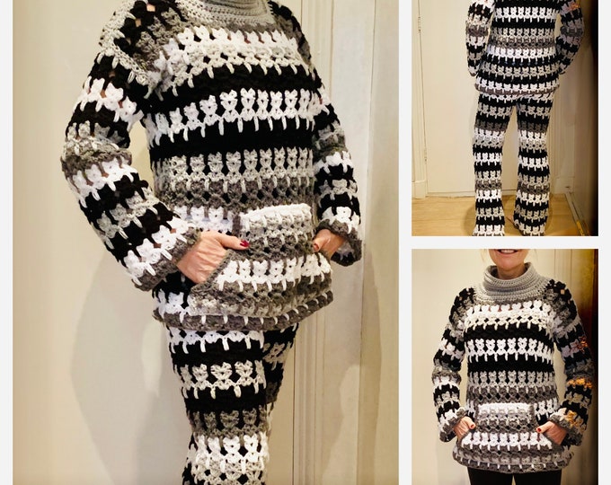 Crochet pattern-Home Sweet Home Cat suit-Crochet pattern PDF- sweater women - pullover pattern top crochet cardigan- sizes S-XL