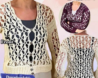 Cárdigan Eye Candi, patrón de crochet inglés (EE. UU.), cárdigan de verano a crochet, cárdigan de encaje a crochet, patrón de crochet fácil, PDF de crochet