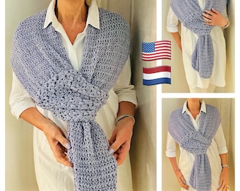 Its a Wrap Slip Knot Summer Shawl-Crochet PATTERN-English USA and Dutch